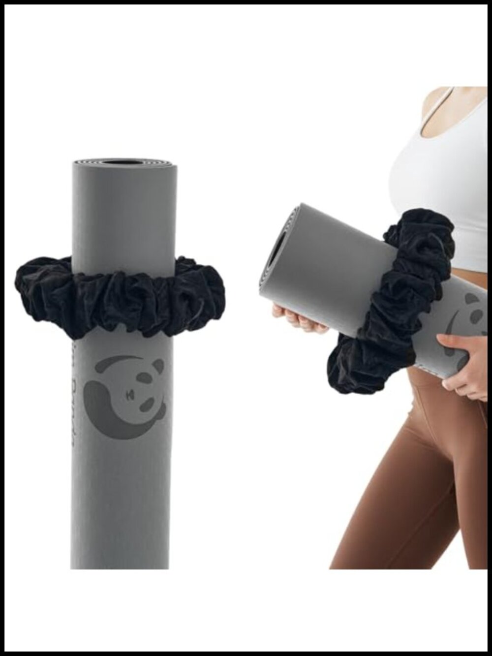 Velvet Yoga Mat Scrunchie Strap, Stretch Holder, Fits Standard Mats
